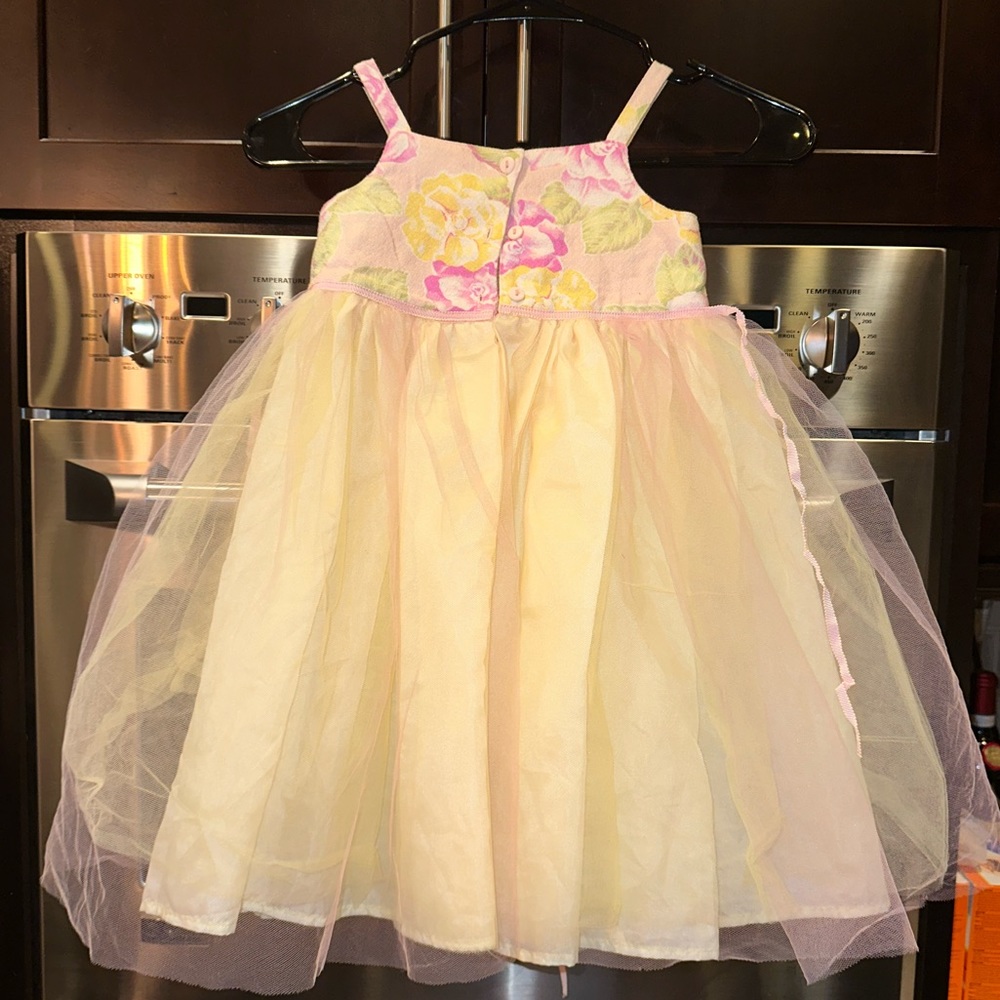 Girls size 3T Yellow and pink tulle dress - Picture 5 of 9